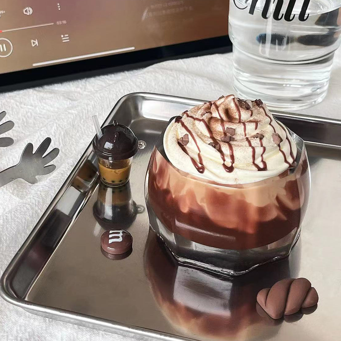 coconut cream dessert squishy toy with pastel white design, stress relief toy